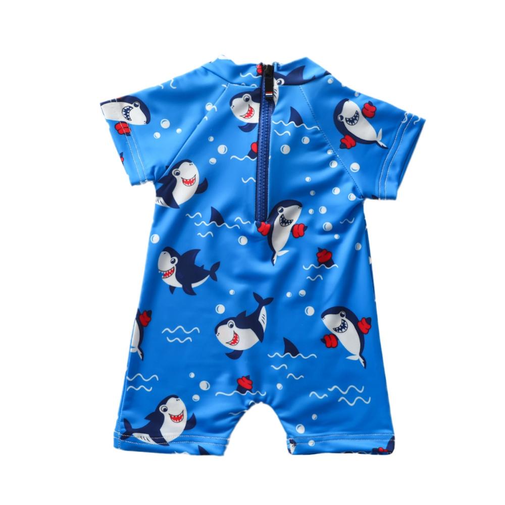 Cute Summe Baby Boy Cartoon Print Short Sleeve One-piece Beachwear