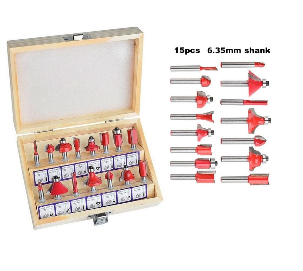 800W 30000Rpm Houtbewerking Elektrische Trimmer Hout Frezen Graveren Steken Trimmen Machine Hand Carving Machine Hout Router: 15pcs bits