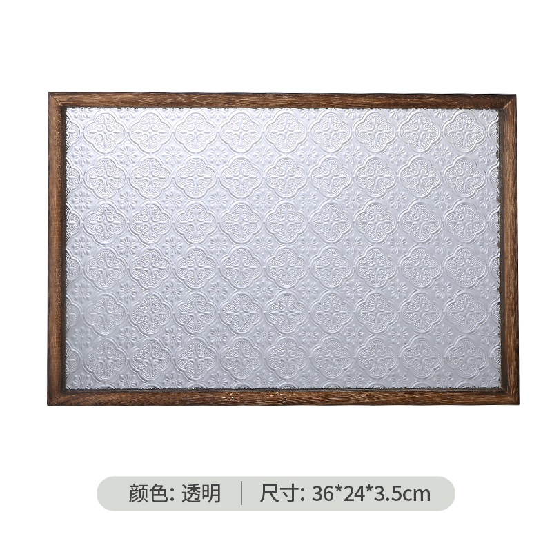Retro Begonie Blume Tablett Rechteckige Platte Haushalt Holz Dessert Platte Tee Platte Glas Platte Wohnzimmer Desktop Dekoration: Brown