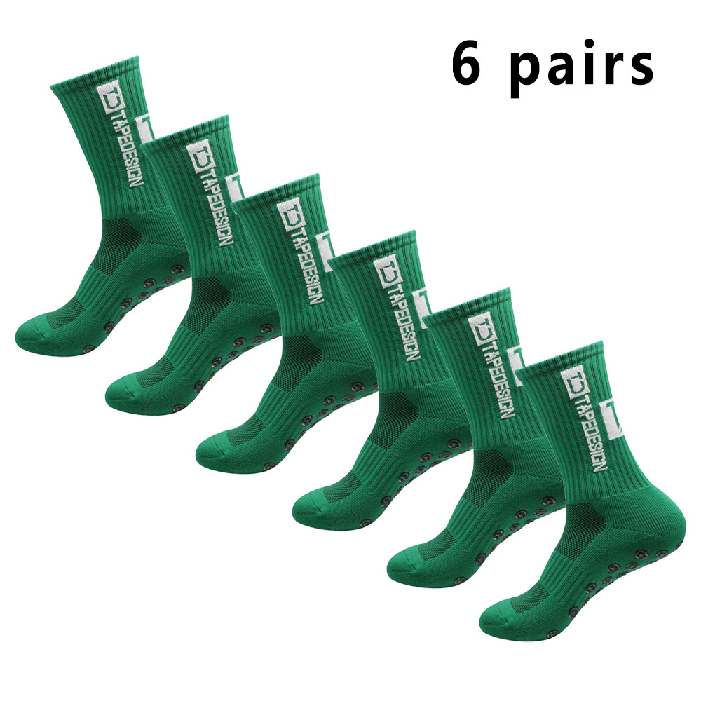 6 pares de meias de futebol meias esportivas masculinas meias de meia panturrilha silicone antiderrapante dot meias basquete yoga