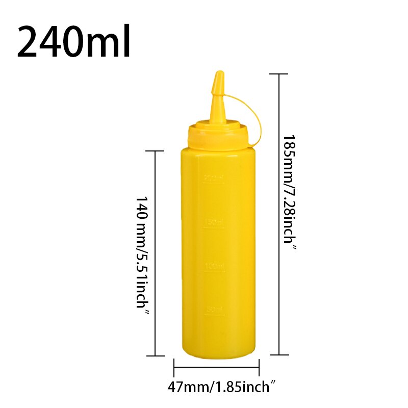 Plastic Squeeze Squirt Condiment Bottles with Cap Leak Proof Refillable Condiment Container for Kitchen Ketchup Mustard Sauces: yellow-240ml