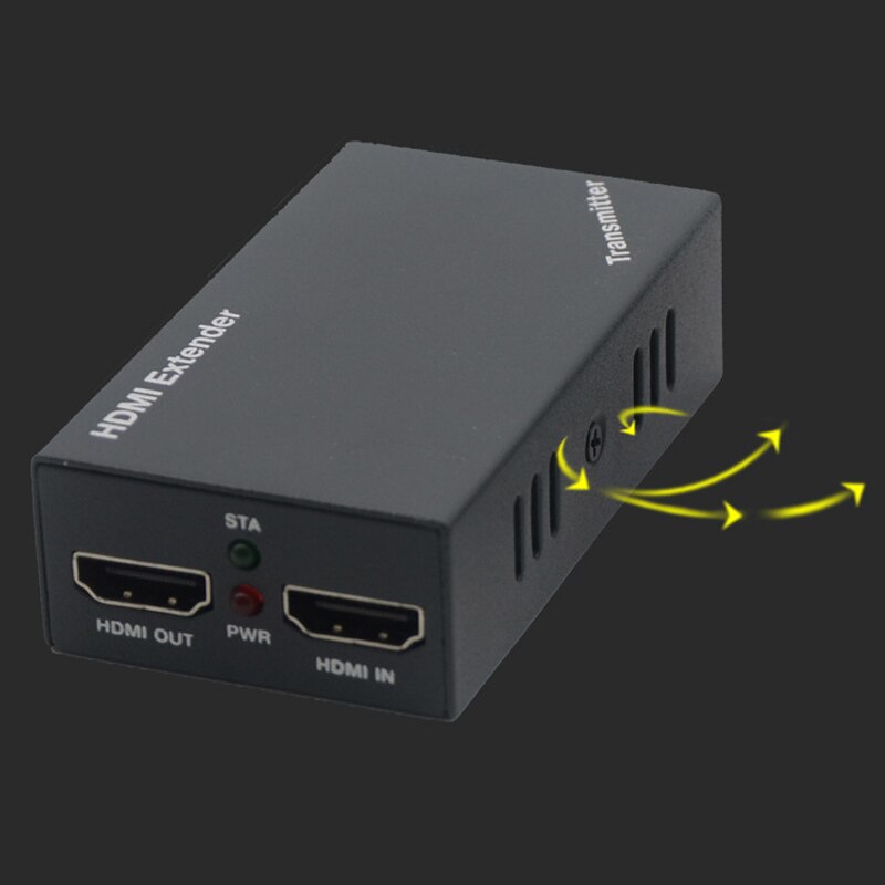 Adaptador RJ45 1080P LAN conversión extensión de hogar HDMI extensor negro amplificador de señal 60M receptor de Metal enchufe de EE. UU.