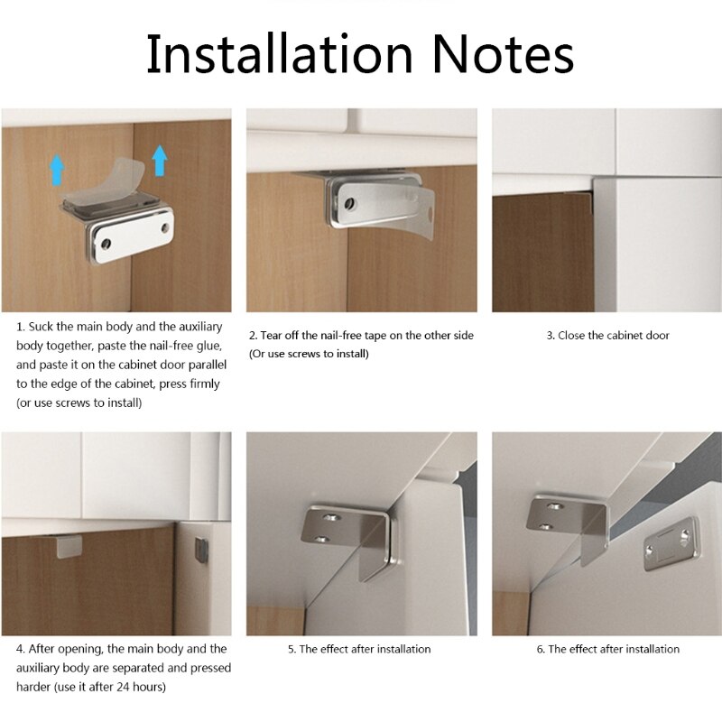 Invisible Magnetic Door Catch Drawer Magnet Catch for Close Sliding Door Cabinet Cupboard with Mounting Screws&amp; Adhesive