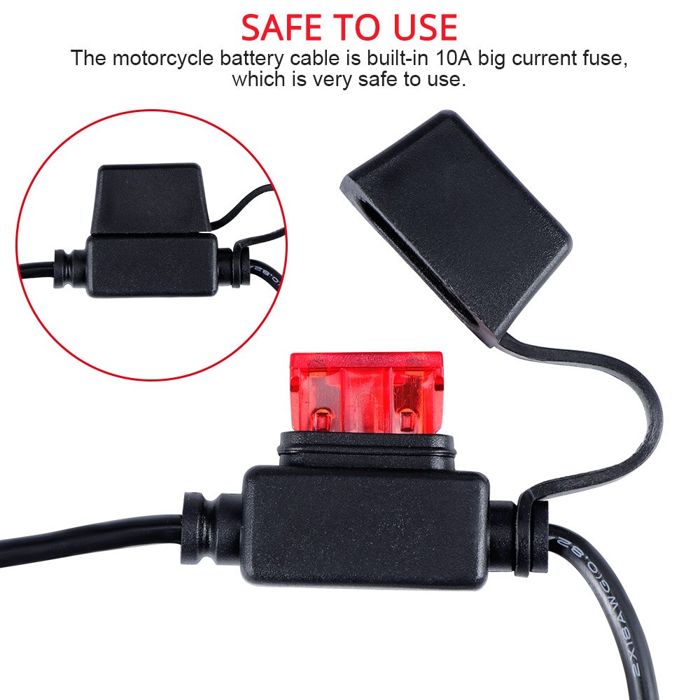 12V Motorcycle Battery Charger Cable Terminal To SAE Quick Disconnect Cable Motorcycle Battery Output Terminal Ring Connector