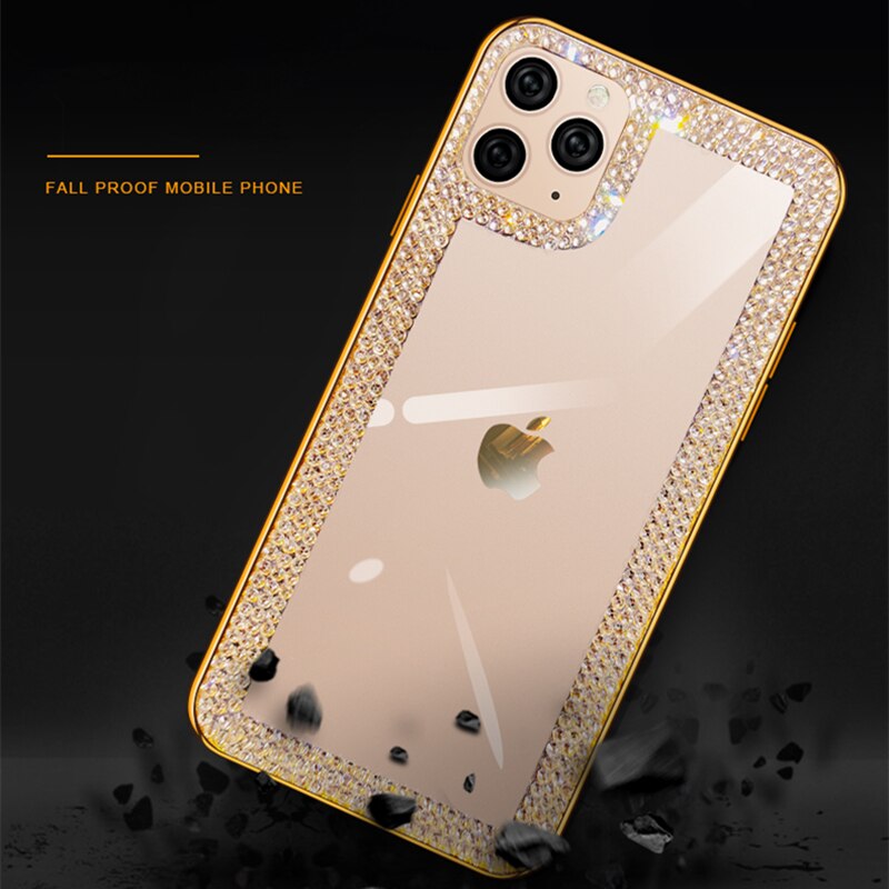 Gold Rhinestone Diamond Phone Case For iPhone 11 Pro MAX Case Women Soft Plating Cover for iPhone XS Max X XR XS Case Shockproof