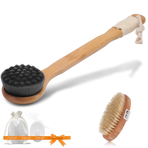 Droog Lichaam Borstel Massage Bad Borstel Exfoliërende Lange Handvat Hout Body Douche Borstel Body massage SPA Droge Borstel D40: Style 3