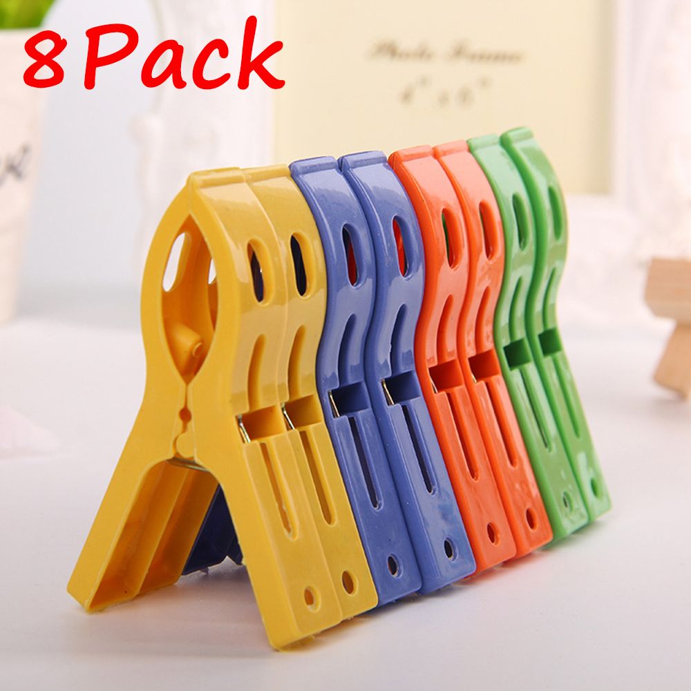 8 Stks/set Plastic Hanger Clips Wasserij Kleren Strandlaken Pins Voorjaar Klem Grote Clips