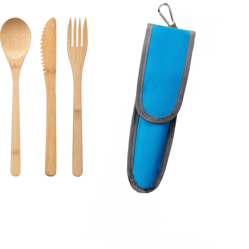Couverts en bois, réutilisables, couverts de voyage, cuillère fourchette et paille de bambou, ustensiles de table: 3pcs