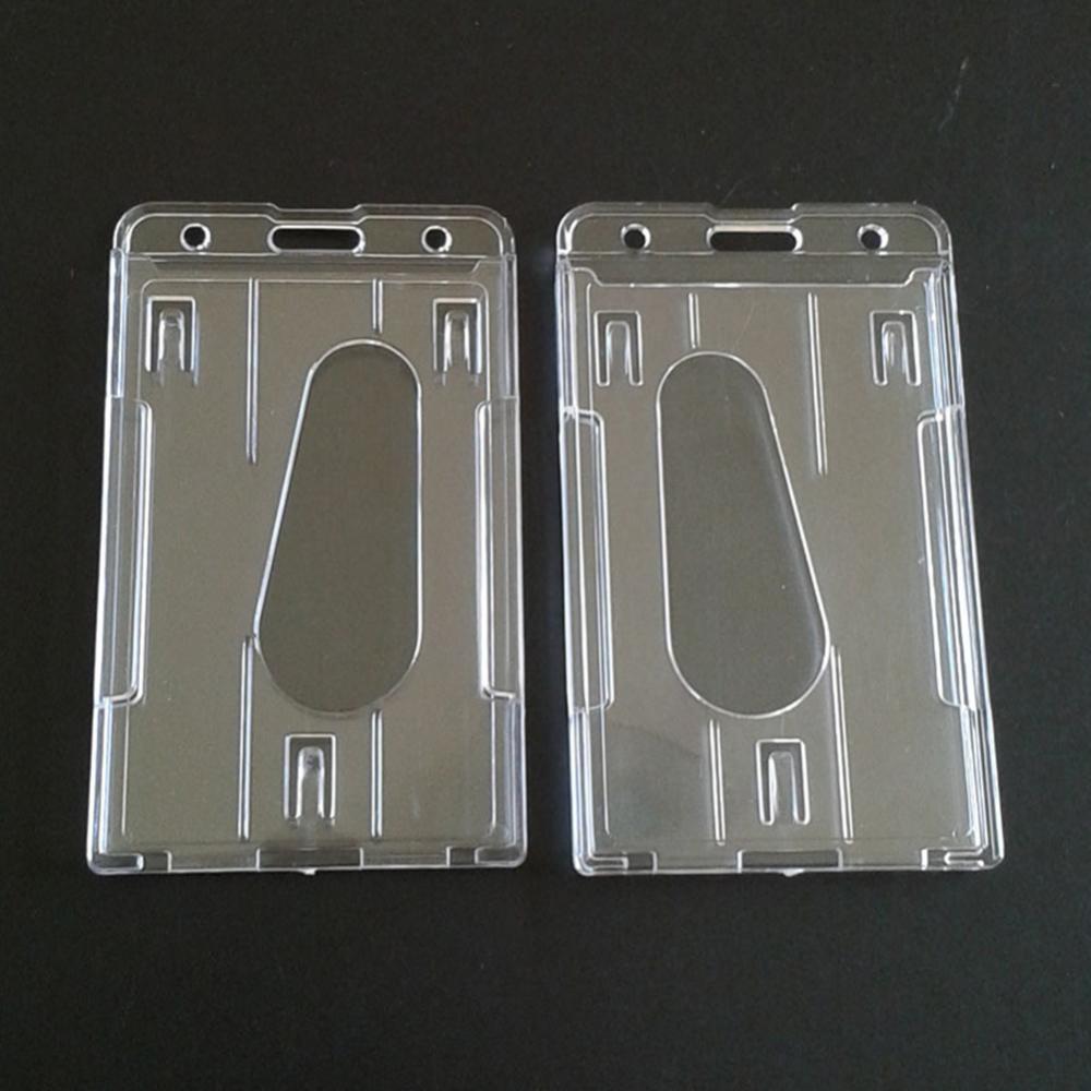 10x6cm Plastic Transparent Vertical Hard Double Side Business ID Card Holder
