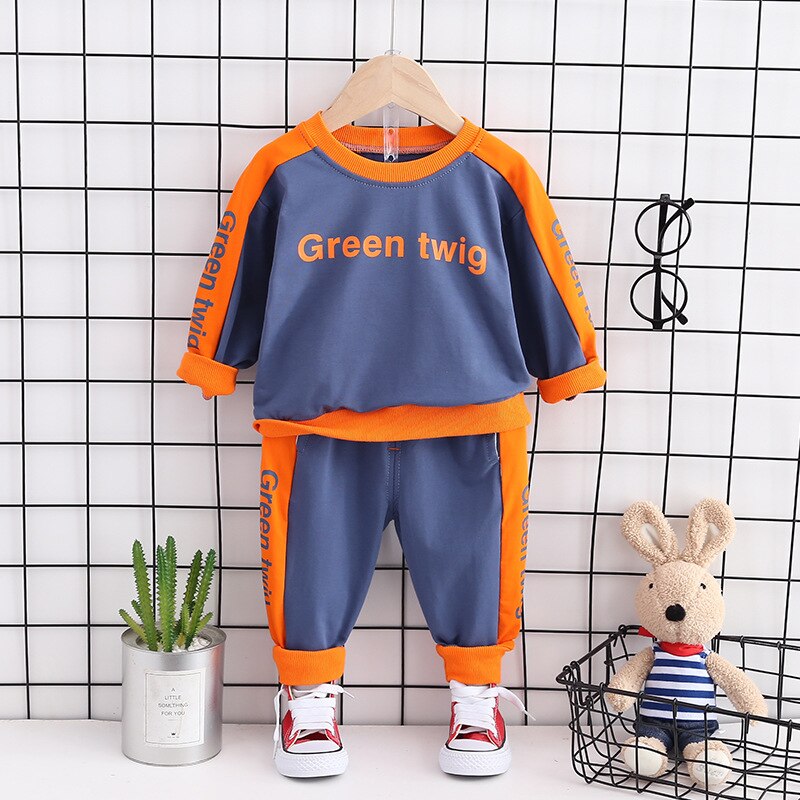 Crianças Bebê Meninos Meninas Roupas de Algodão Primavera Outono Calças Jaqueta 2 Pçs/sets Fora Moda Infantil Criança Roupas Casuais fatos de Treino: Navy blue / 2T