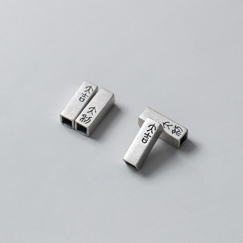Meetsoft Sterling silber quadratische säulenanhänger Ich bin antiken chinesischen stil, ein paar, speziell für diy-halsketten, schmuckherstellung