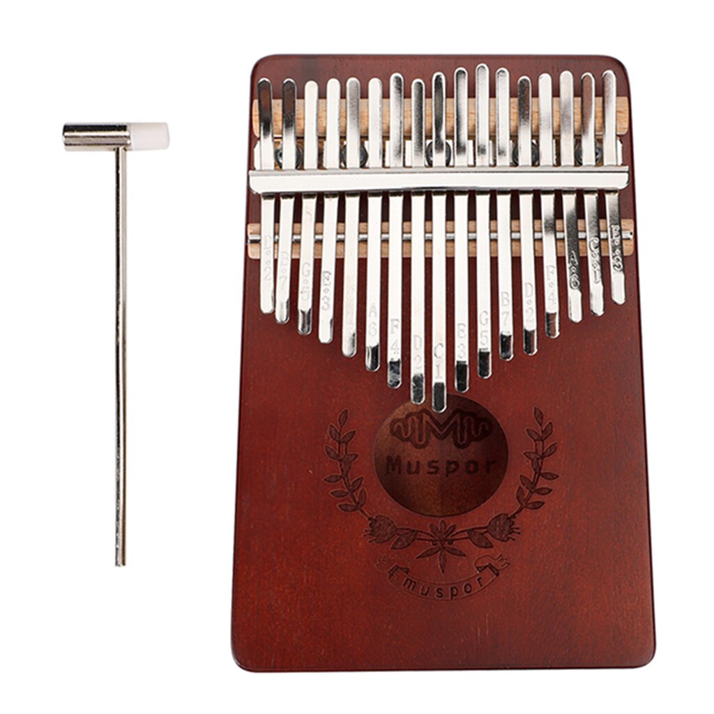 17 nøgle kalimba tommelfinger klaver legetøj mahogni mbira solid musikinstrument: Kaffe