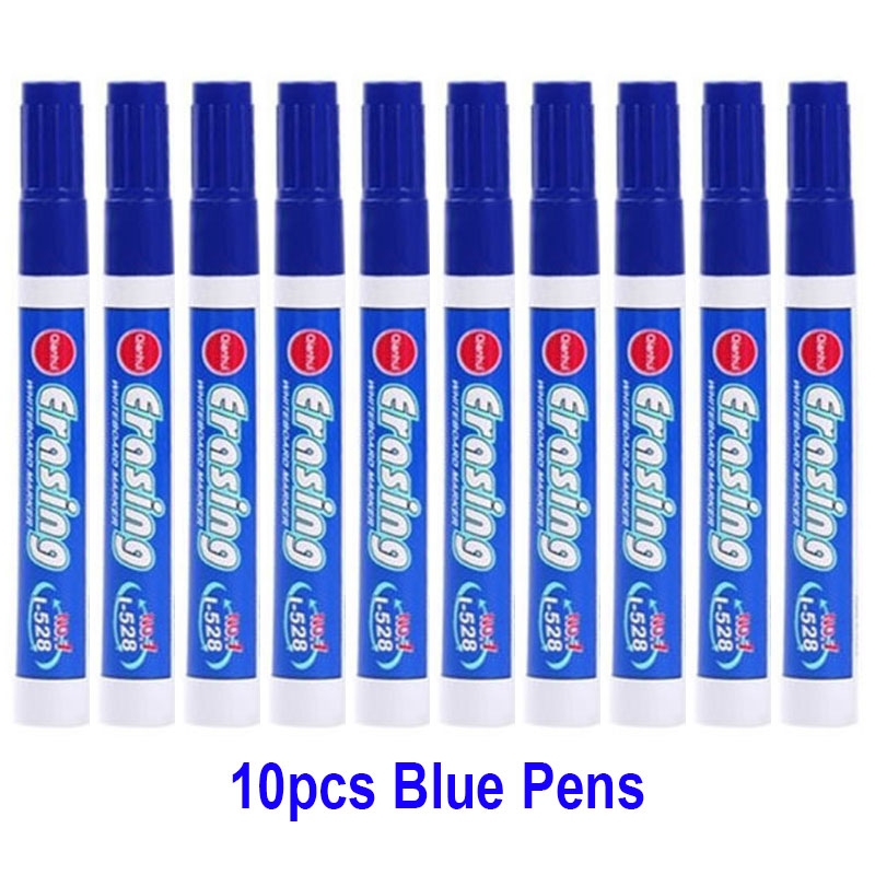 Stylo marqueur effaçable pour tableau blanc, grande capacité, bleu, vert, rouge, bleu, blanc, fournitures de bureau: 10pcs Blue Pens