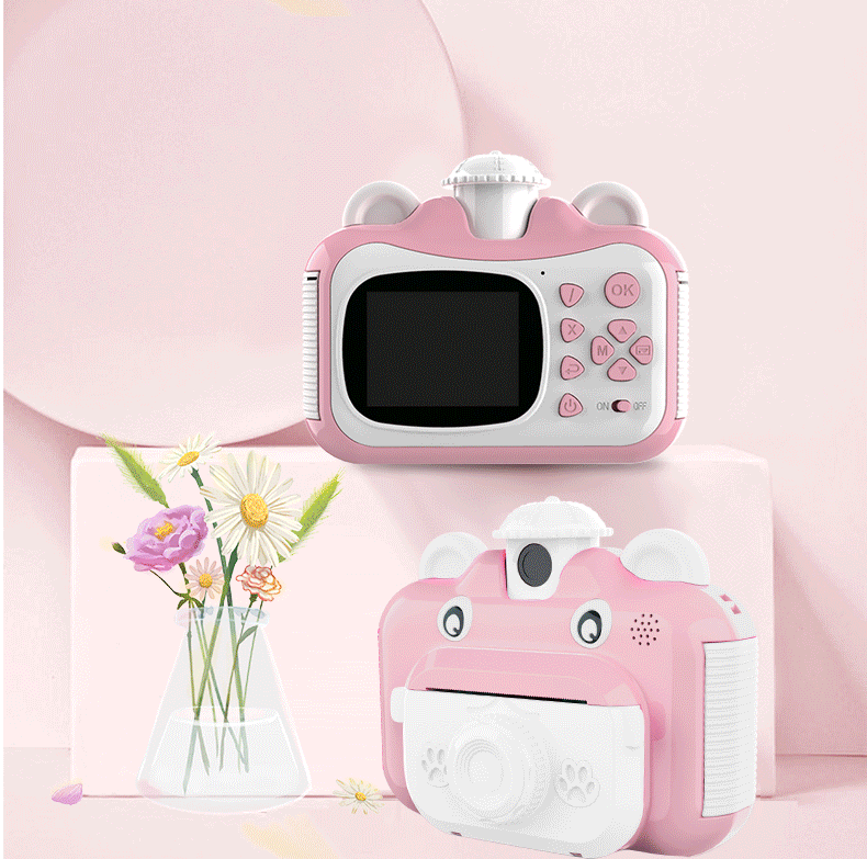 Kid Toy Mini Digital Cute Camera Instantanea for Kids Baby Children's Photo Instant Print Camera Birthday for Girls Boys: pink / 32GB