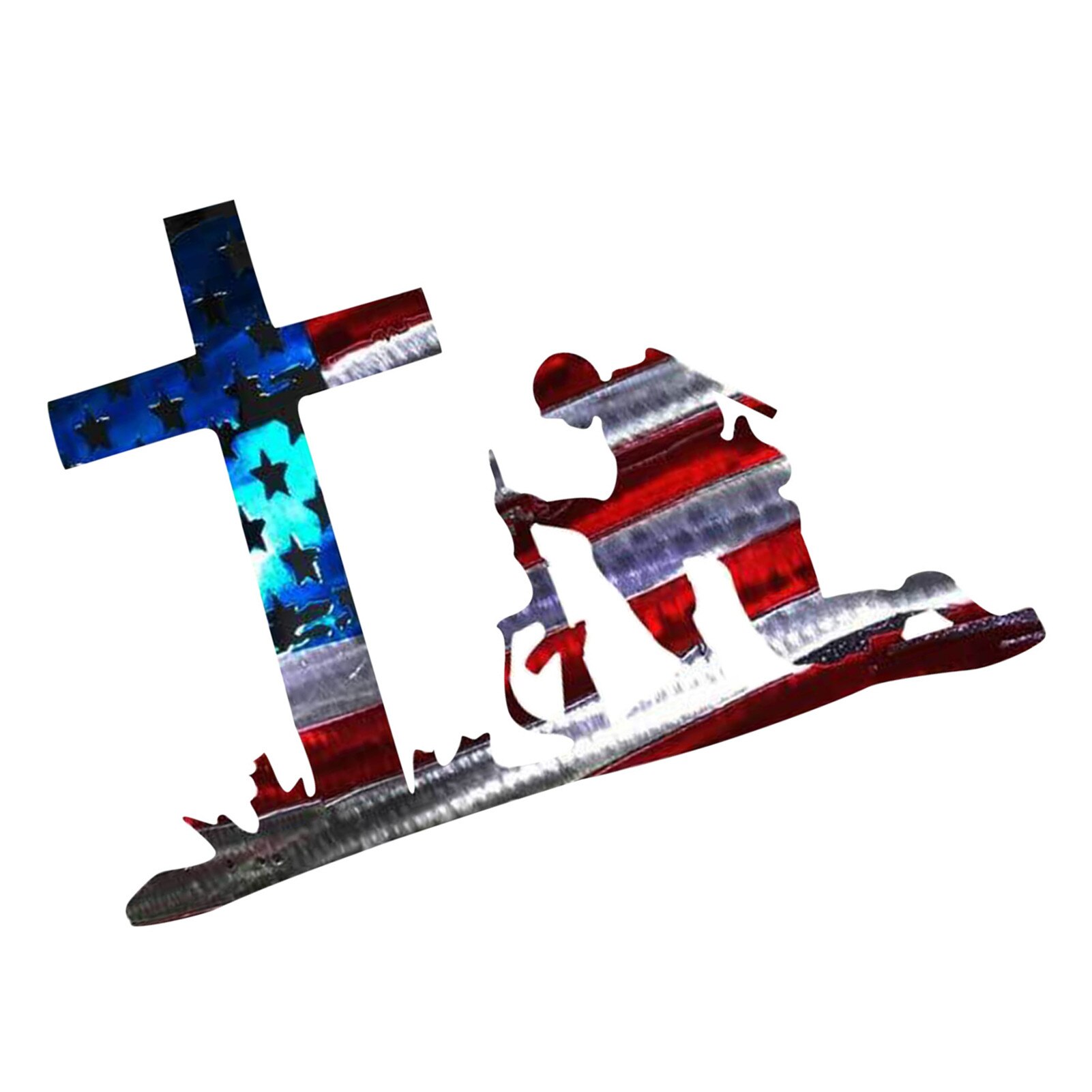 American Soldier Memorial Statue Kneeling Soldier Garden Metal Iron Art Decoration Home Independence Day Decoration