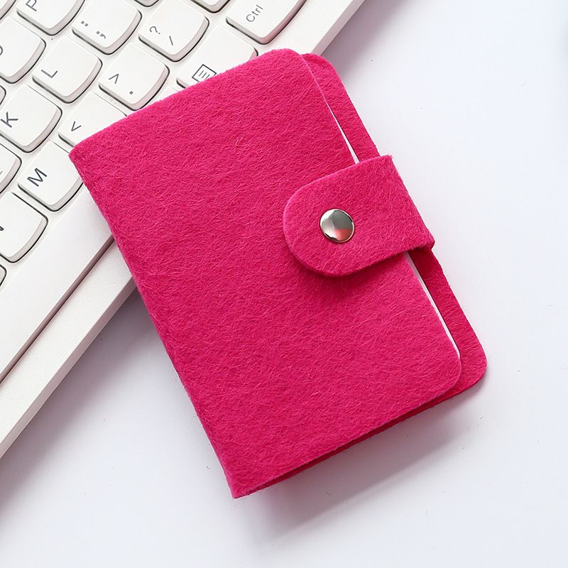 Tarjetero con botón de Color sólido de 24 Bits, tarjetero de negocios para hombre, tarjetero para mujer, organizador de tarjetas de plástico de Corea: rose red
