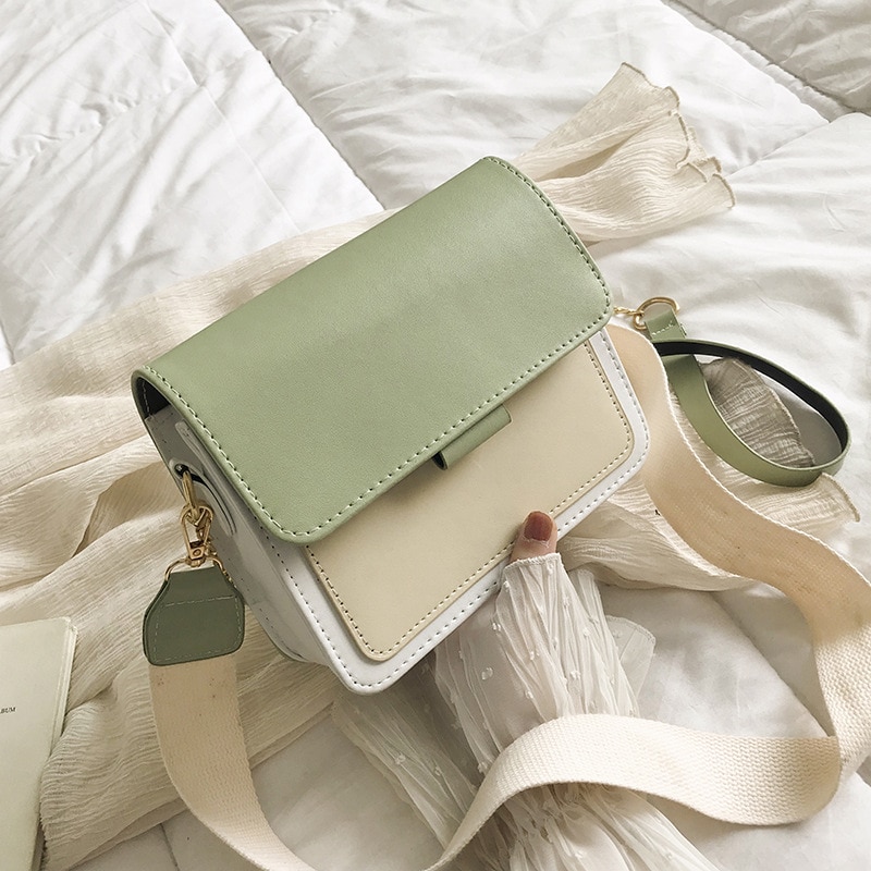 Contrasterende leren crossbodytassen voor dames, reistas, eenvoudige schoudertas, dames crossbodytas