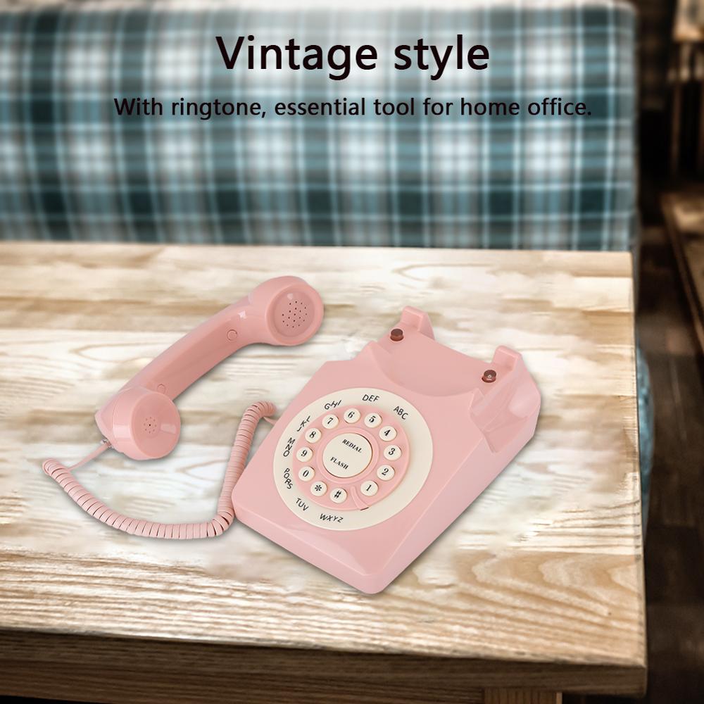 Vintage Telephone High Definition Call Wired Telephone for Home Office Pink European telefono Landline Desk Telephone