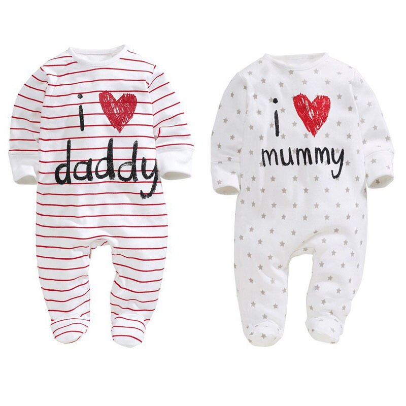 I Love Mummy Daddy Infant Toddler Newborn Baby Boys Girls Romper Long Sleeve Cotton One-piece Outfit Baby Casual Clothes