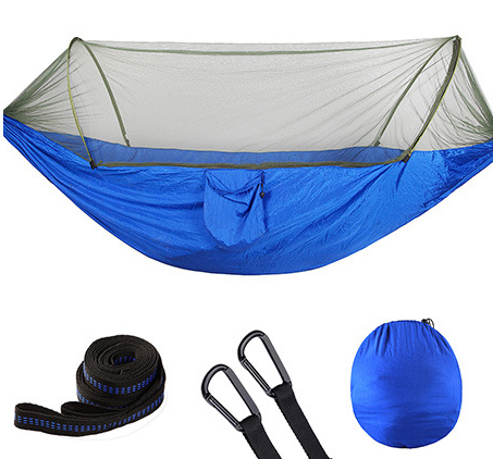290*140 Hangmat Met Anti-Mug Outdoor Dubbele Nylon Parachute Doek Camping Klamboe Snel Open Hangmat: Black