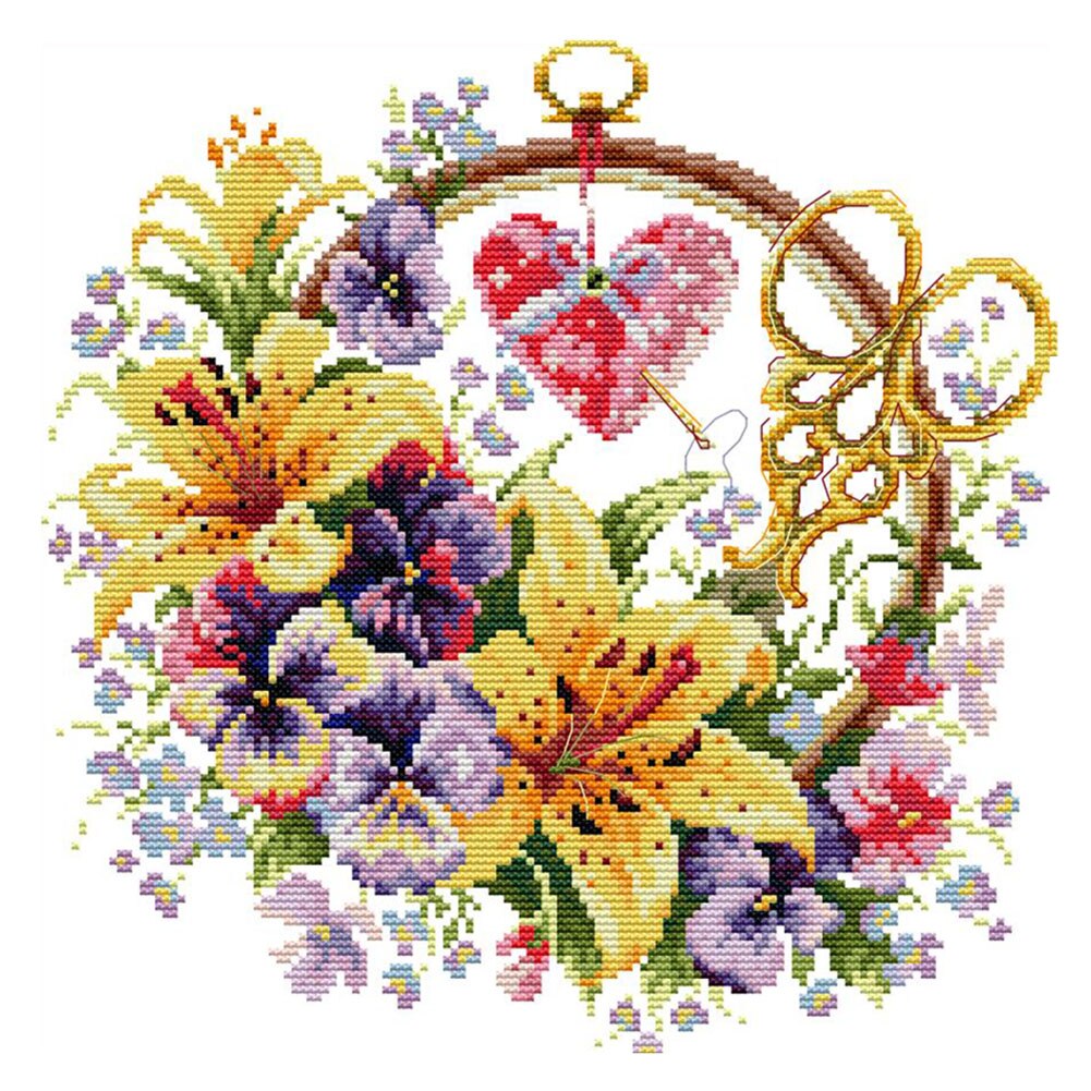 Eco-cotton Thread 11CT Stamped Print DIY Plant Flowers Handmade Cross Stitch Artwork Canvas Embroidery Kit Needlework Home Decor: 5