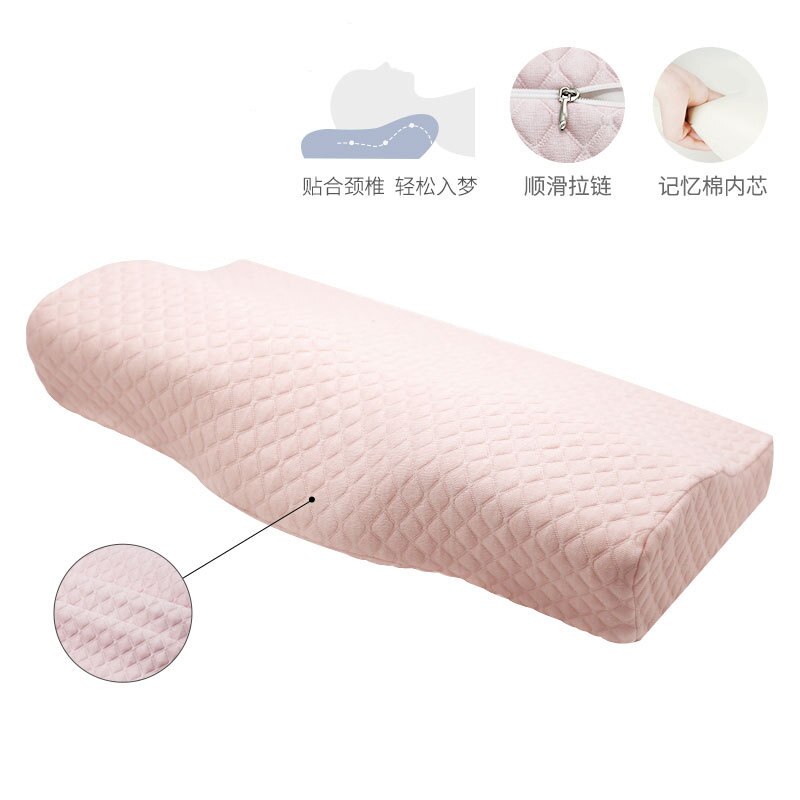 Vlinder Vormige Memory Foam Beddengoed Kussen Bescherming Nek Trage Rebound Slapen Cushionhealth Zorg Cervicale Orthopedische Kussens: pink