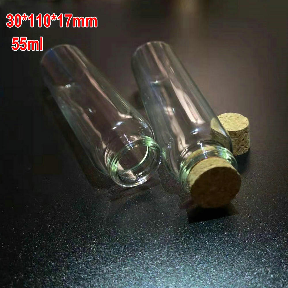 Botellas Vacías de almacenamiento DIY con tapones de corcho, frascos de vidrio para deseos, manualidades para decoración, 10ml/15ml/20ml/25ml/30ml/40ml/55ml, 50 Uds.