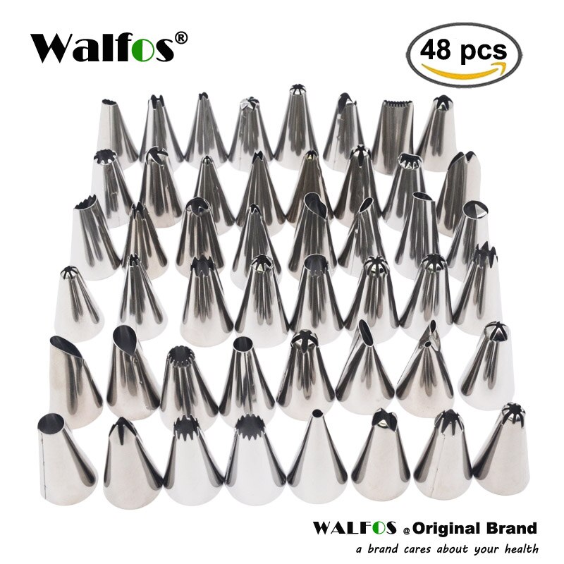 WALFOS 48 PCS Icing Piping Tips Set Tulip Nozzles Rose Bloemen Cupcake Maker Cake Decorating DIY Gebak Dessert Bakken Tool: Default Title