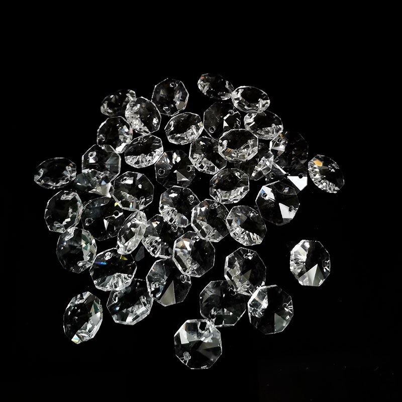 Lustre en cristal, prisme, perles octogonales avec anneau métallique, rideau lumineux, accessoires de décoration pour la maison, bricolage