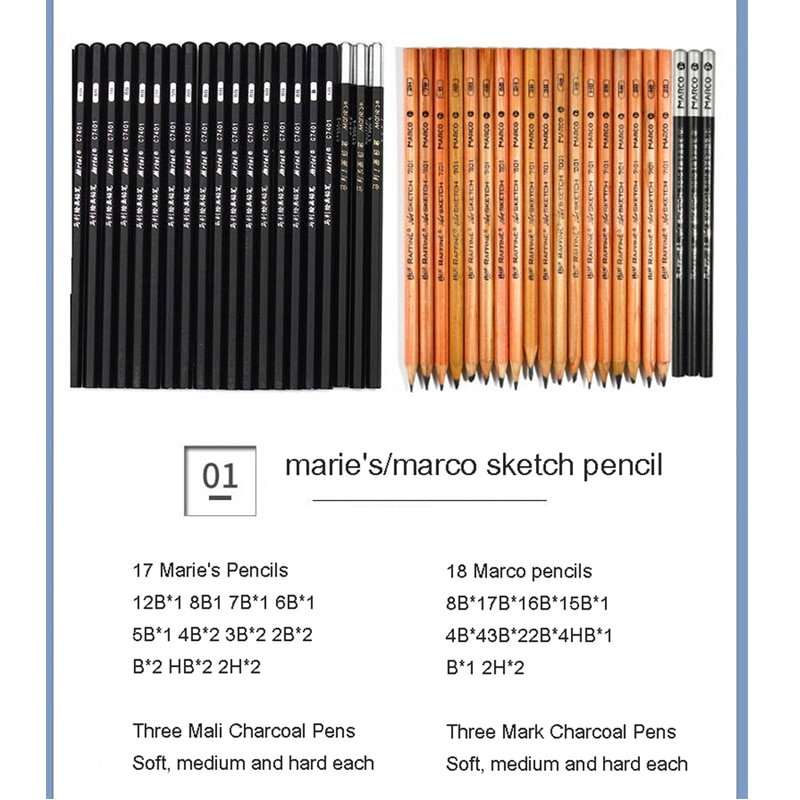Sketch set pencil storage full set of adult sketch painting tool set beginner sketch drawing art supplies