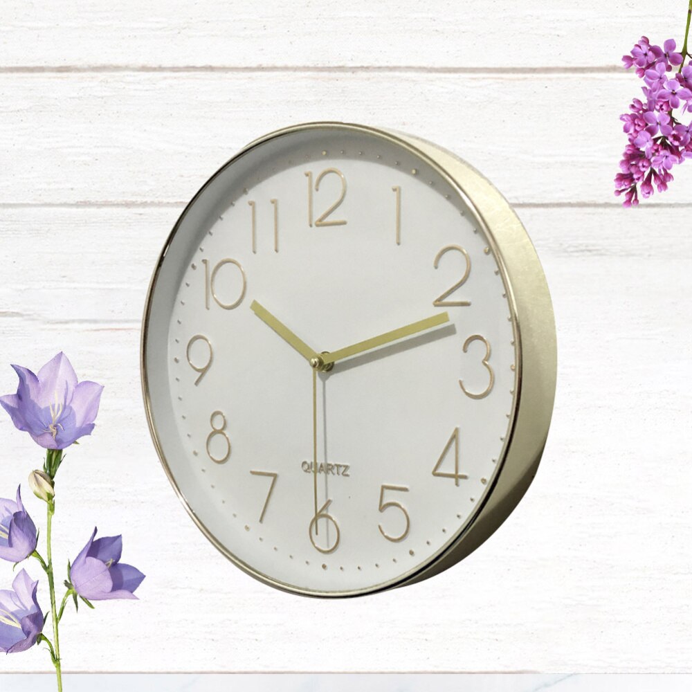 Living Room Digital Clock Decorative Home Clock Modern Wall Clock Hanging Timer (Grey Frame White Backgro