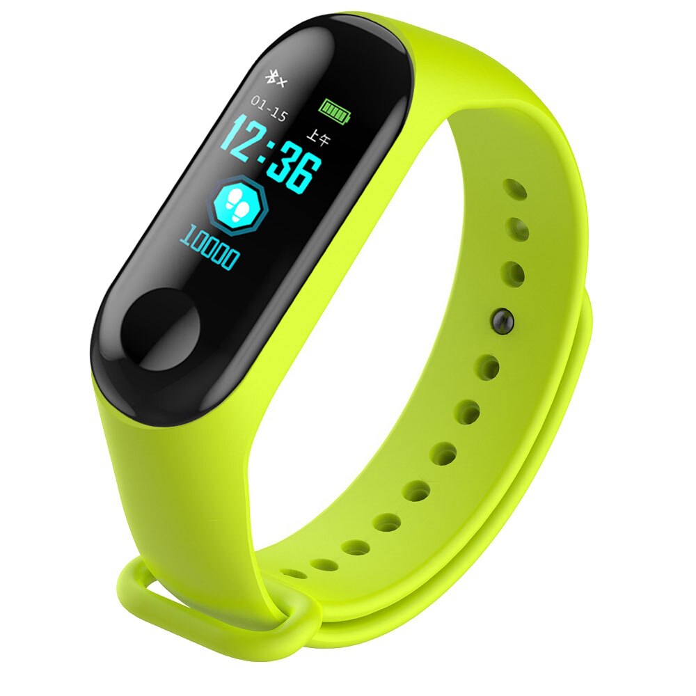 Reloj inteligente M3 para hombre y mujer pulsera multifunción con Bluetooth, rastreador de ritmo cardíaco, resistente al agua,: Grass-green