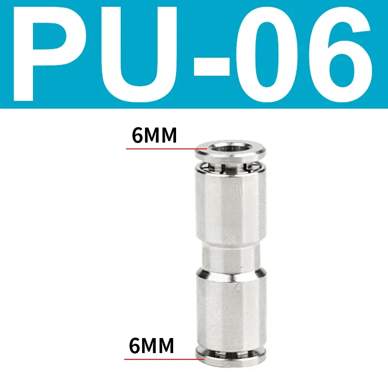 PU PG Brass Metal Pneumatic Quick Coupling Straight Through 4 6 8 10 12MM Air Compressor Hose High Pressure Connector: Red