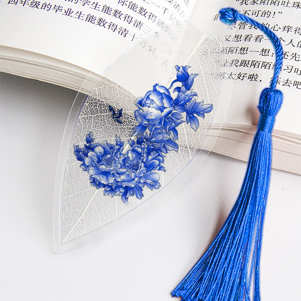 Creatieve Chinese Stijl Bladwijzer Met Kwastjes Mooie Blauw En Wit Porselein Bladader Voor Vriend Student Schoolbenodigdheden: No.8