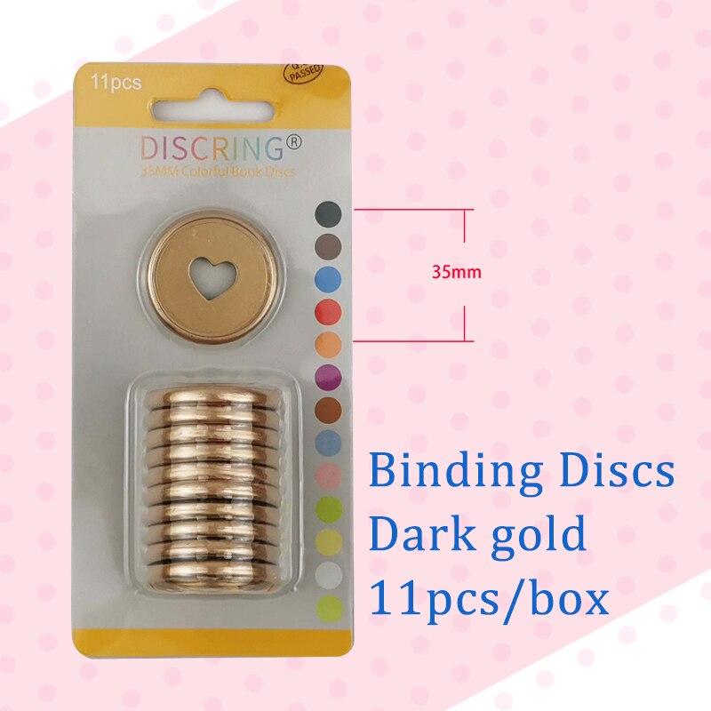 11pcs/1box Colour Mushroom Hole 35mm Plastic Matte Binding Discs Notebook Binder Ring Discs Button Planner Binder DIY Scrapbook: Dark Gold