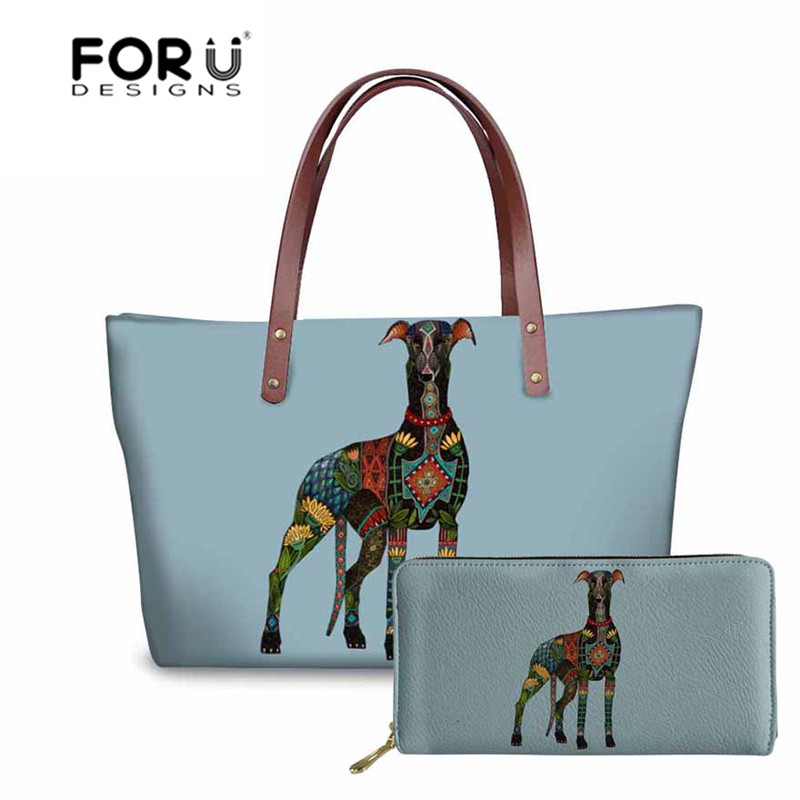 FORUDESIGNS Greyhound Hond Printing Schoudertassen voor Vrouwelijke Luxe Handtassen Vrouwen Tassen Handtassen