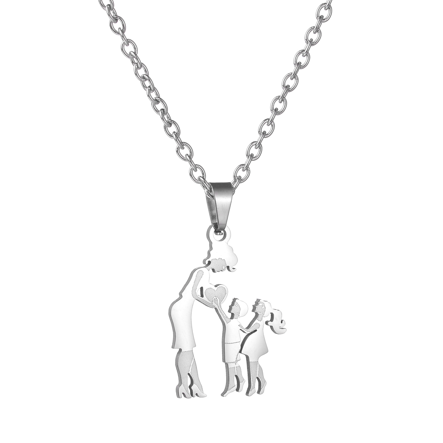 Mothers and Children Family Stainless Steel Necklaces Silver Color Multiples Kids Pendant Necklace Jewelry Mother's Day