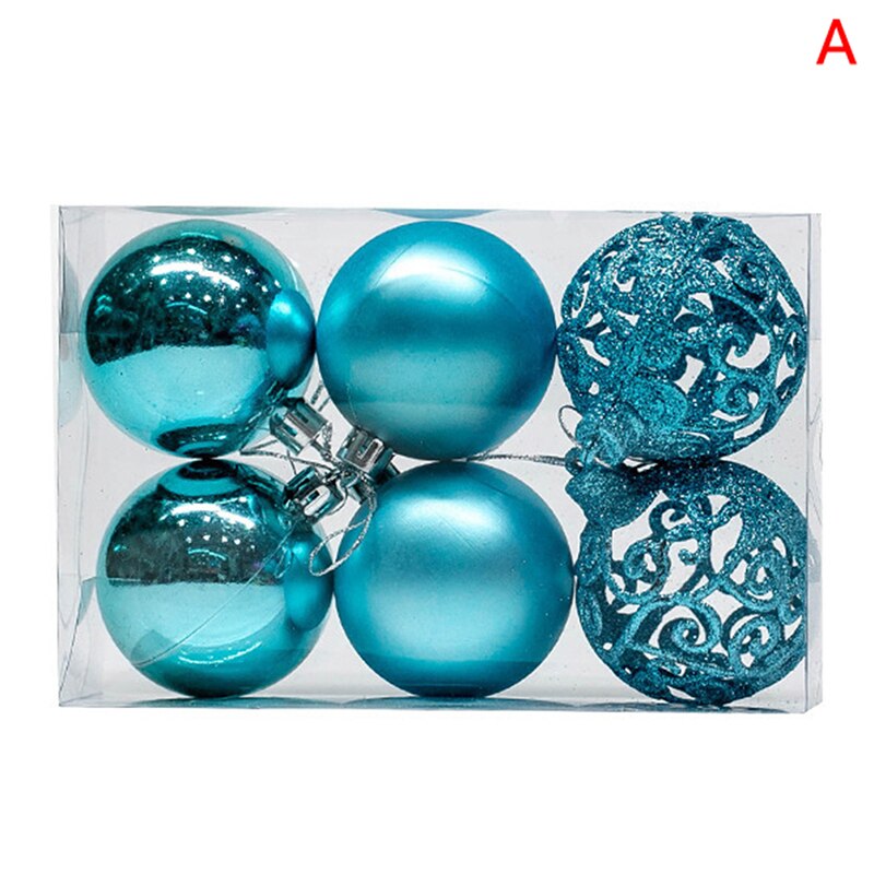 6 stuks/set 6cm kerstboom decoratieve bal ornamenten hanger zilveren uitgeholde kerstbal decoratie kerstballen voor kerstmis: A