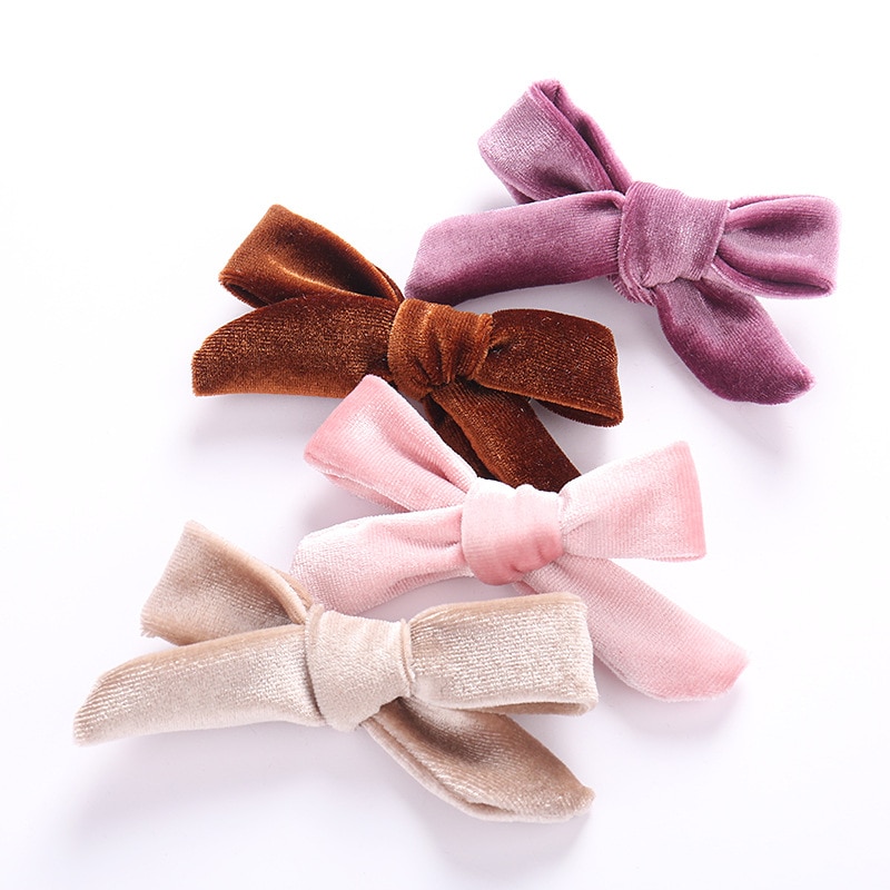 Haaraccessoires Kids Fluwelen Haarelastiekjes Voor Meisjes Solid Knoop Haarspeldjes Baby Mini Haarspelden Handgemaakte Haarspeldjes Hoofddeksels