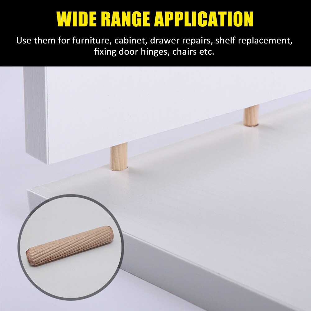 400 pièces/ensemble Durable cannelé bois cheville facile Insertion biseauté extrémités conique maison multifonction droite rainuré broches cylindre bricolage