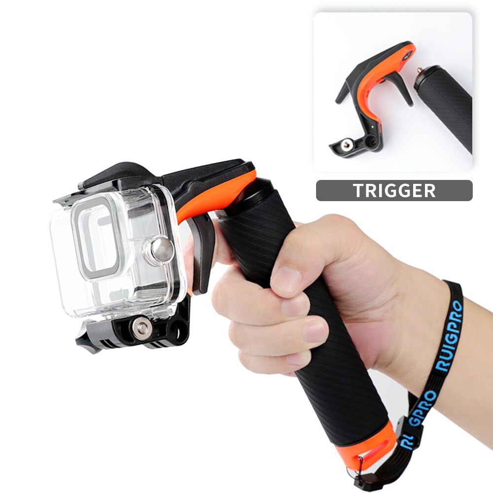 Disparador, palo de flotabilidad para buceo, agarre de mano flotante para GoPro Hero 8, agarre de mano, obturador negro, soporte de disparo de control