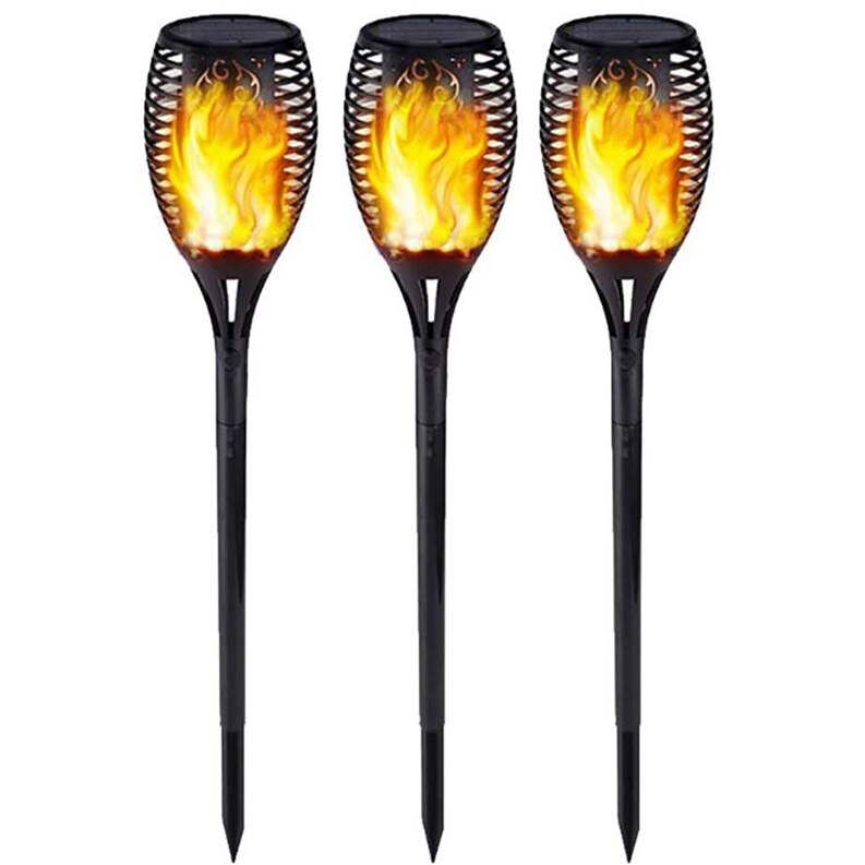 Solar Torch Lights Waterproof Dancing Flickering Effect Stake Flame Lantern Outdoor Landscape Decoration Garden Patio Pathway: 33Led 3 Pack