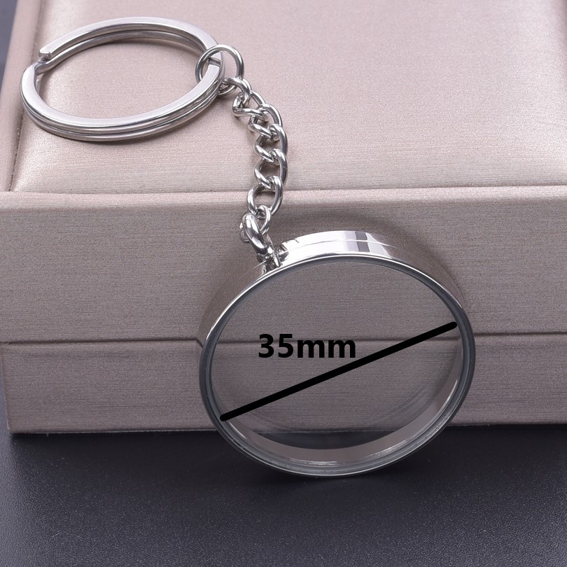 5 teile/los 10-40mm Edelstahl Männer Glas Bild Reliquien Medaillon Anhänger Schlüssel bund DIY Frauen Erinnerung Medaillon Schlüssel Ring Schmuck: Orange