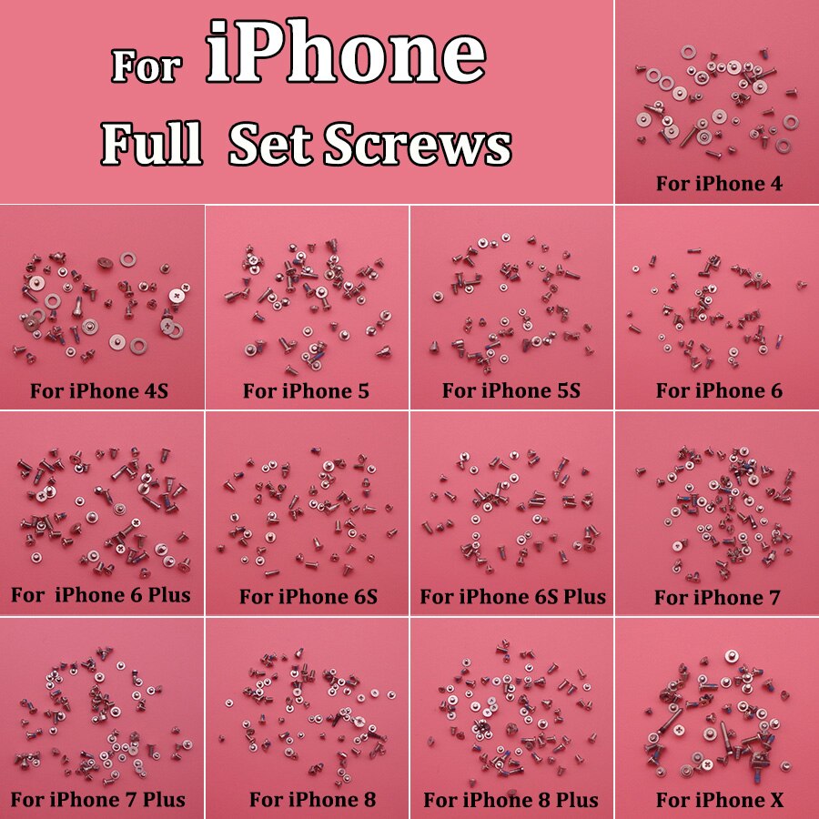Schroeven Volledige Screw Set Voor Iphone 4 4S 5C 5S 5G 6G 6 S 6 7 7P 8 8 Plus X Reparatie Bolt Complete Kit Vervanging Reparatie Onderdelen