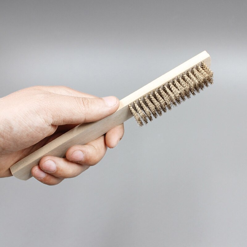 6Row Steel Copper Wire Wood Handle Scratch Brush For Polishing Grinding Cleaning