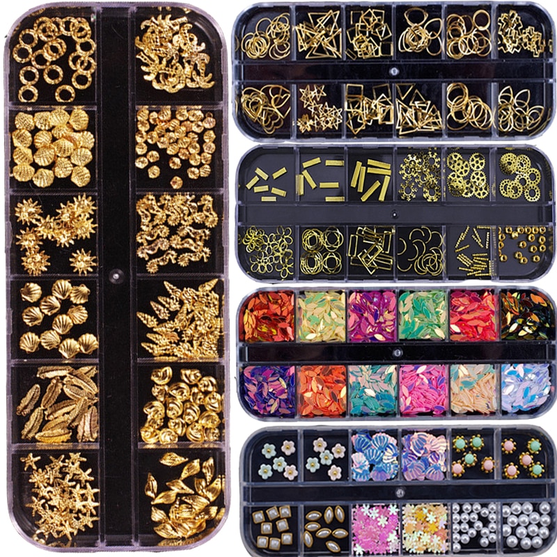3D ongle cristal strass paillettes métal diamant Sequin Technique manucure ongle Art déco Nail Art bijoux