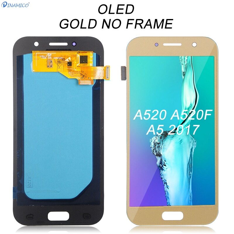 Dinamico A520 Display Voor Samsung Galaxy A5 Lcd A520F Display Touch Screen Digitizer Panel Assembly Met Frame: OLED Gold