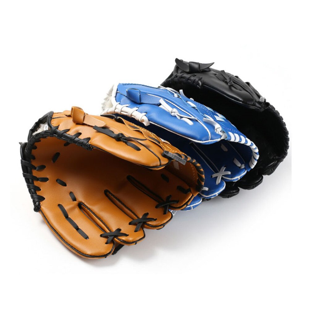 10.5/11.5/12,5 zoll PVC Leder Baseball Handschuhe draussen Sport Verknüpfungen Hand Braun/Schwarz/Blau weicher Ball handschuhe Trainning Ausrügestochen