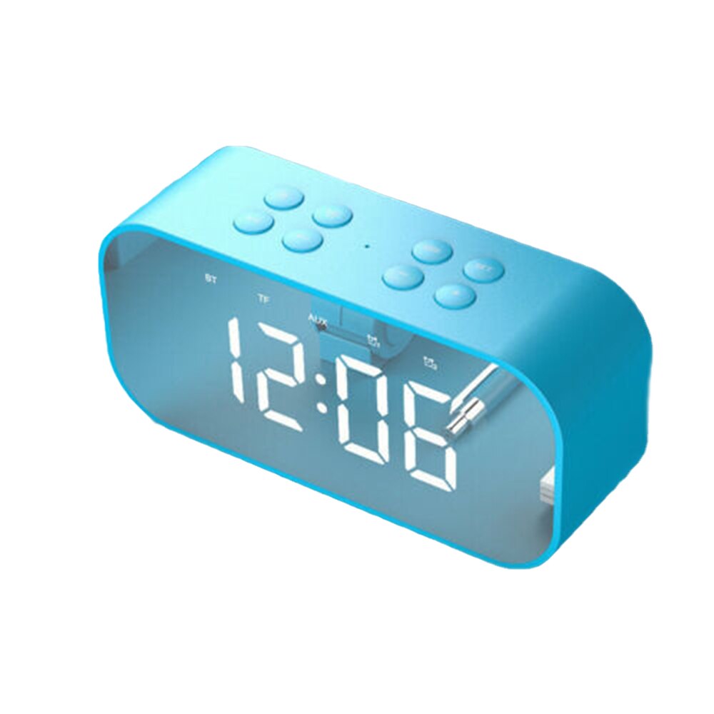 Laute Bluetooth-Lautsprecher Kabellose Stereo-Extra-Bass-Lautsprecher Wecker Radio MP3 Player Mirror LED Digital Alarm Clock: Blue