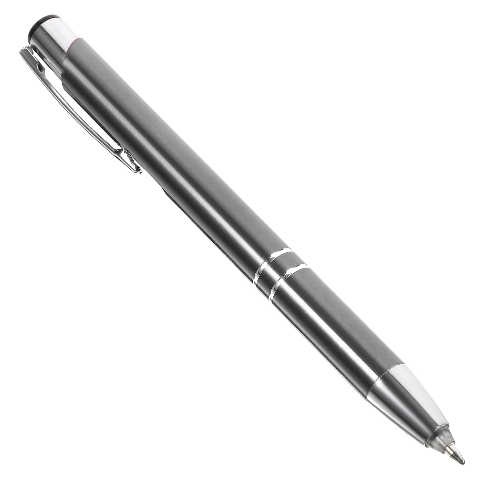 LED-Lichtstift, Metall-Kugelschreiber, Unterschriftenstift, Bildschirm-Stift-Stift, beleuchtete Spitze, LED-Taschenlampe, Stift für Büro, Nachtschreiben: Silber/Grau
